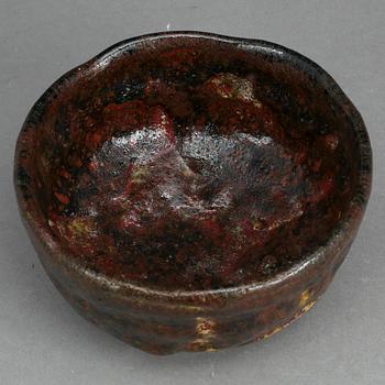 TESKÅL, Raku, stengods, Japan, troligen 1800/1900-tal, signerad.