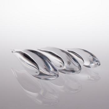 FIGURINER, 3 st, glas, Vicke Lindstrand, Kosta, 1900-talets andra hälft.