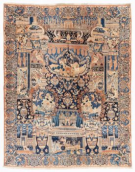 A figural Kashmar carpet, c. 375 x 295 cm.