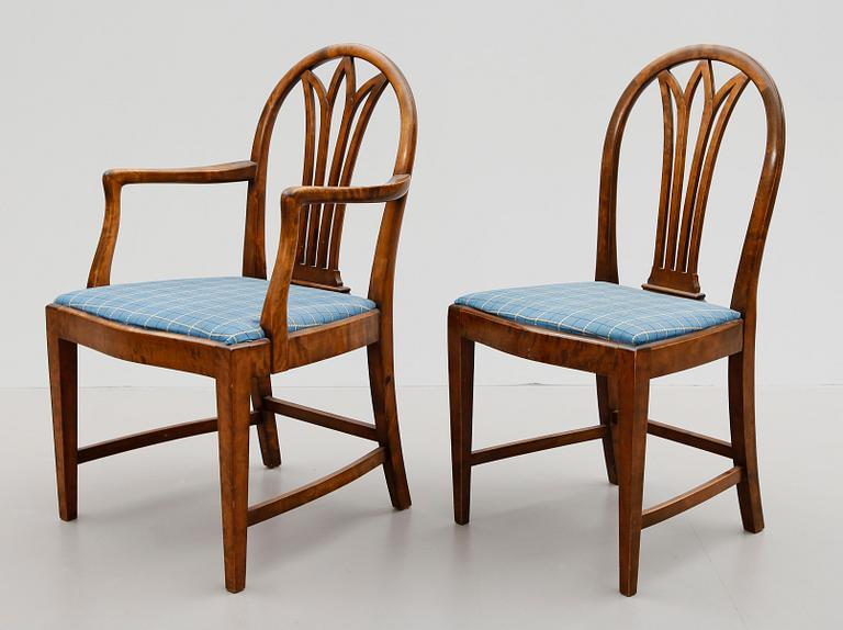 MATSALSMÖBEL, 12 delar, gustaviansk stil, 1900-talets första hälft.