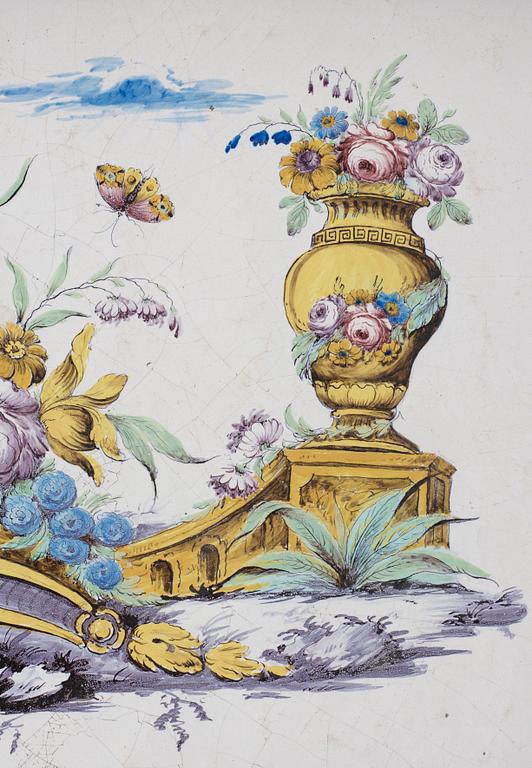 A Swedish Rococo faience tea table by Rörstrand 1771.