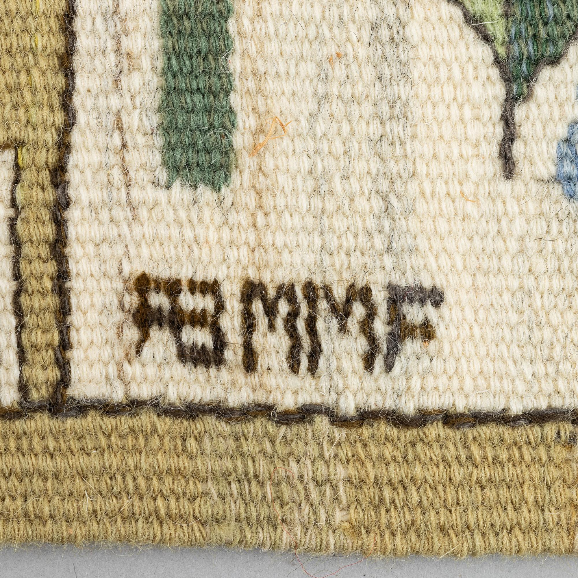 Märta Måås-Fjetterström, a textile, 'Blomlapp (Iris)', tapestry weave, c 28 x 26,5 cm, signed AB MMF.