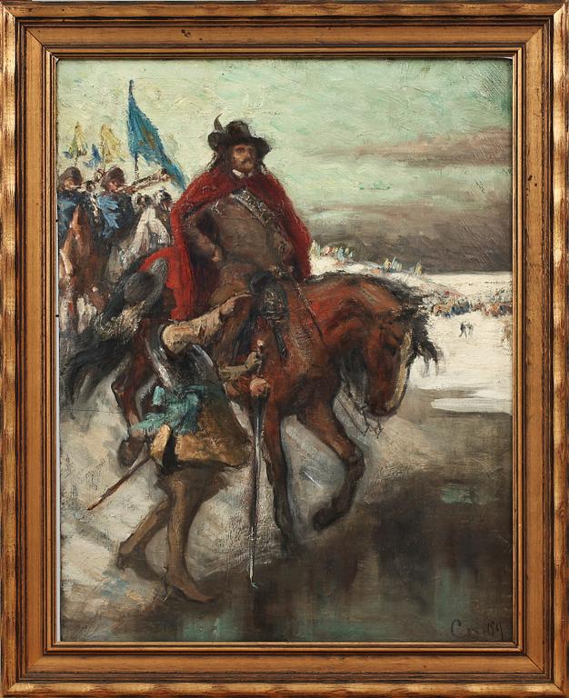 GUSTAF CEDERSTRÖM, olja på pannå, monogramsign o dat -09.