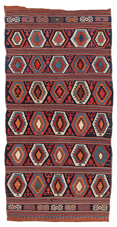 An antique Shahsavan kilim, Northwest Persia, c. 328 x 164 cm.