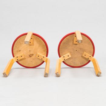 Alvar Aalto, a mid 20th century folding table, four chairs and two stools for Artek.