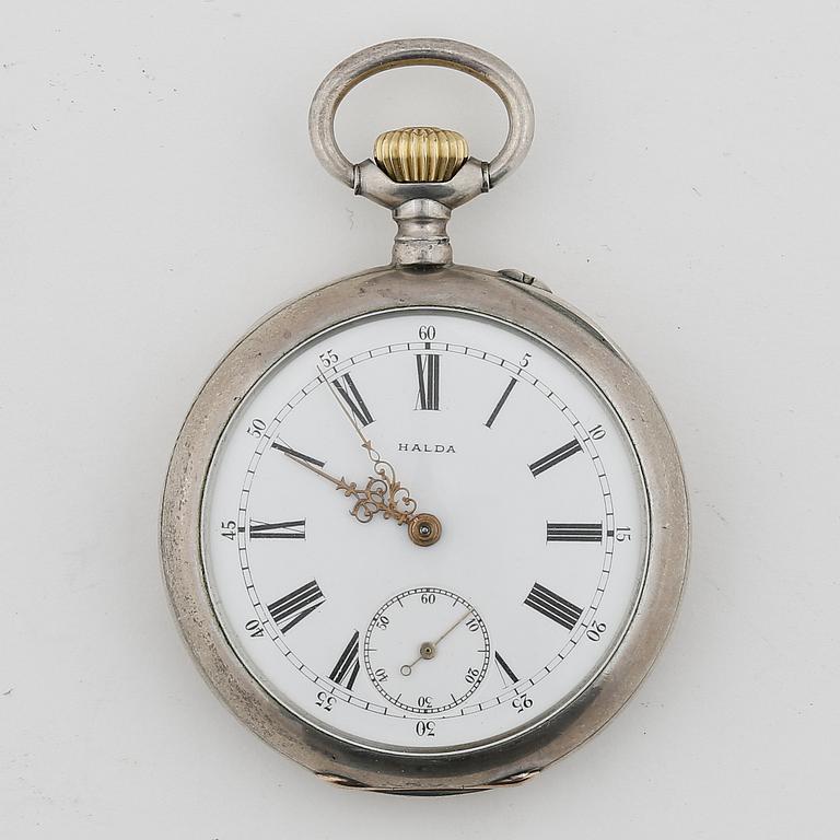 HERRFICKUR, silver, Halda Fickurfabrik, numrerad 19017. Boetten stämplad år 1907. Vikt ca 102 gram.