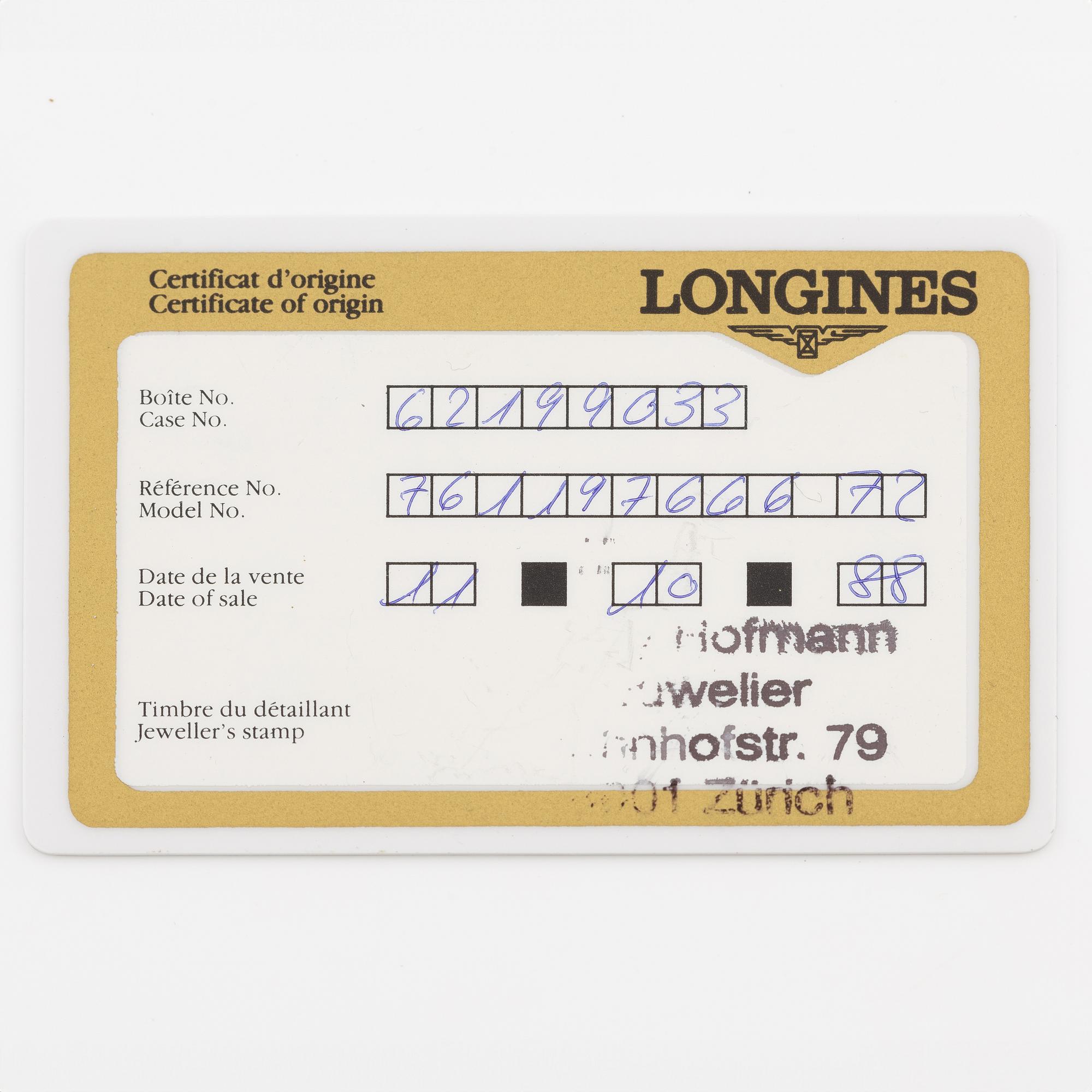 Longines, armbandsur, 25 x 29 (34,5) mm.