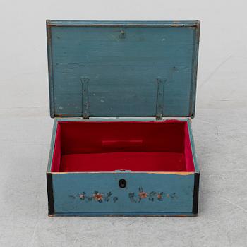 A painted Swedish box, 19th Century.