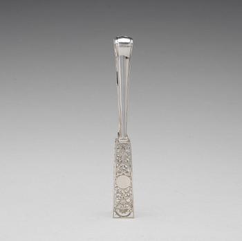 A Russian 19th century silver asparagus tongs, mark of Sazikov, Moscow.