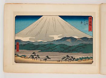 An album with Japanese woodblock prints after Ando Utagawa Hiroshige (1797-1858), mid 20th Century. (37 prints).