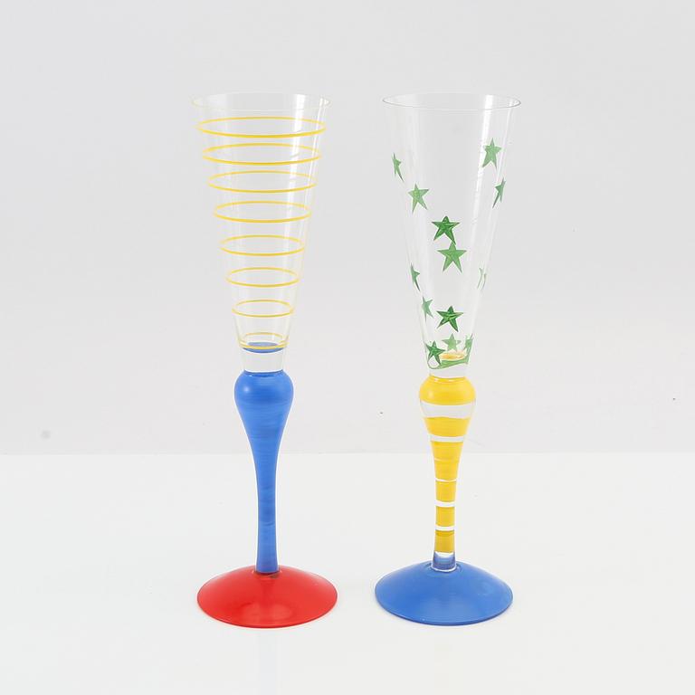 Anne Nilsson, servis 13 st  "Clown" signerade, Orrefors sent 1900-tal.