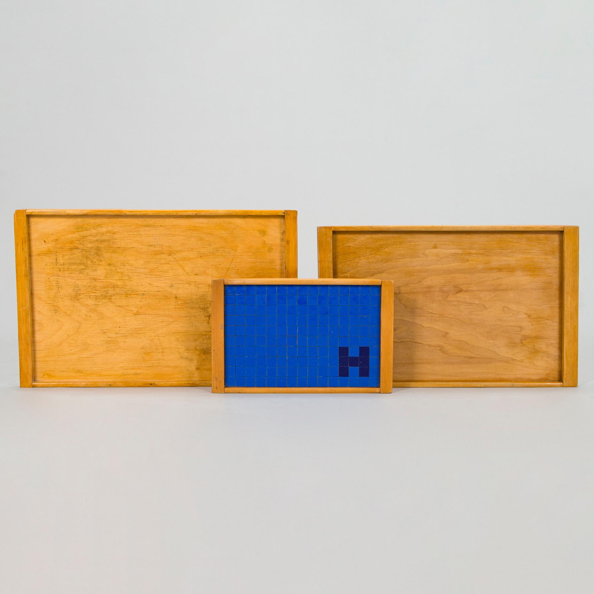 Aino Aalto, a set of three mid-20th-century wooden trays Ahlström Varkauden tehtaat for Artek, Finland.