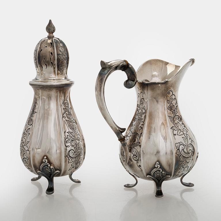Hugo Grün, sockerruska och kanna, silver, Danmark 1955 och 1961.