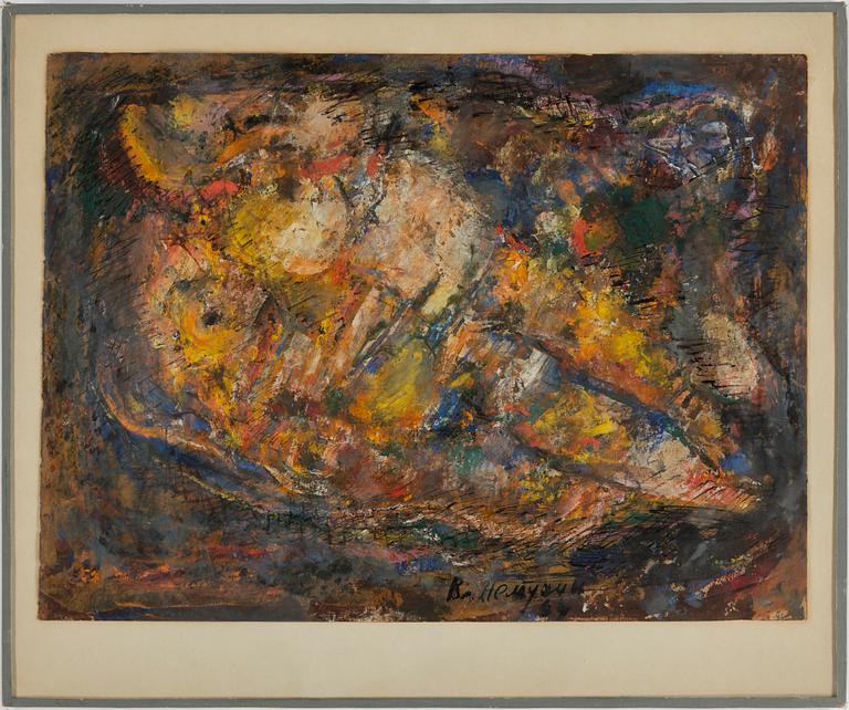 VLADIMIR NEMUKHIN, mixed media on paper, signed V. Nemukhin and dated 64.