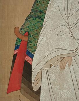 A pair of Thai ancestors portraits, around 1900.