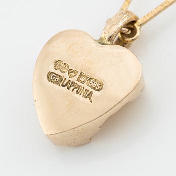 Björn Weckström, hänge "hjärta" med kedja, 14K guld. Lapponia, 1984 och 1986.