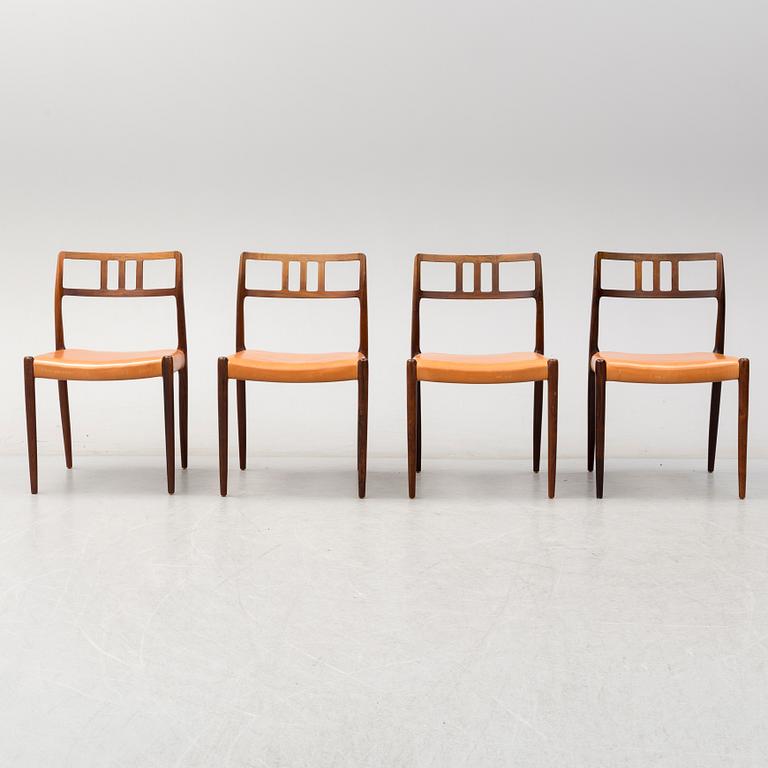 NIELS O. MØLLER, stolar, 4 st, J.L. Møller Models, Danmark, 1960-tal.