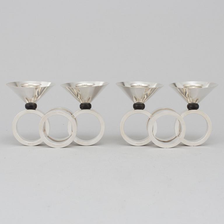 A pair of silver plated candelabrum marked NFS NS, 1930's.