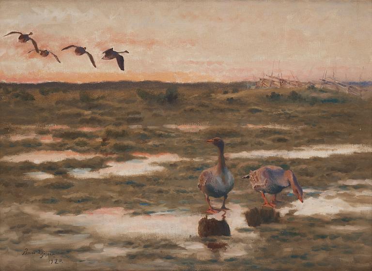 Bruno Liljefors, Landscape with Geese.