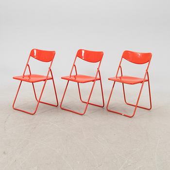 A set of six metal and plastic folding chairs IKEA late 20th century.