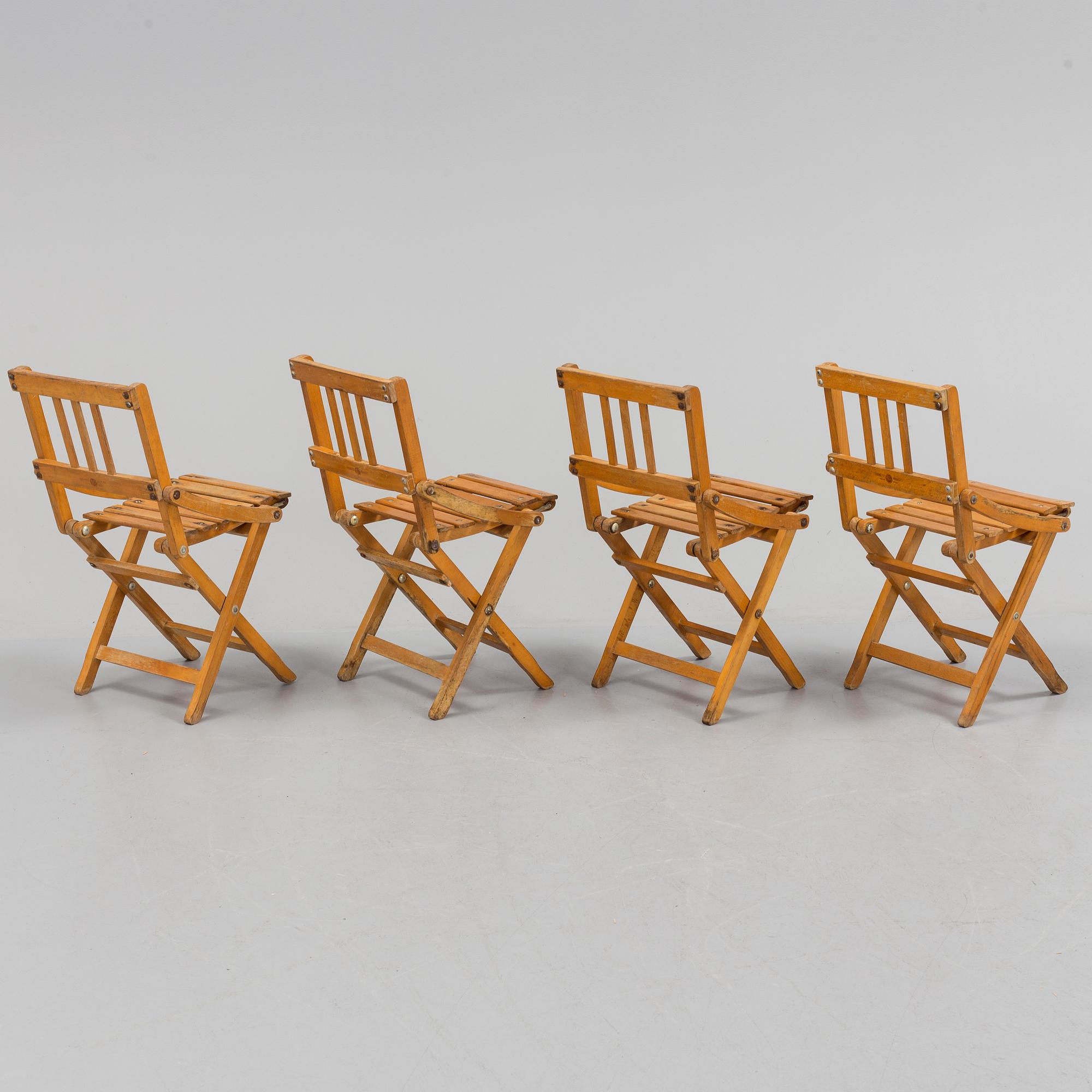 A set of four child chairs by Brevetti Reguitti, Italy, 1950s.
