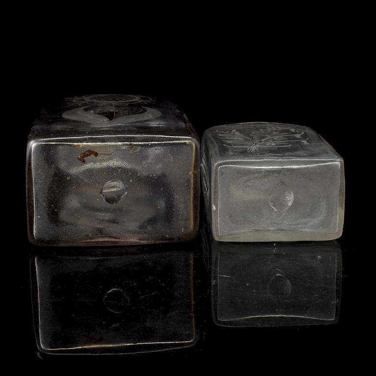 Two 19th century glass bottles.