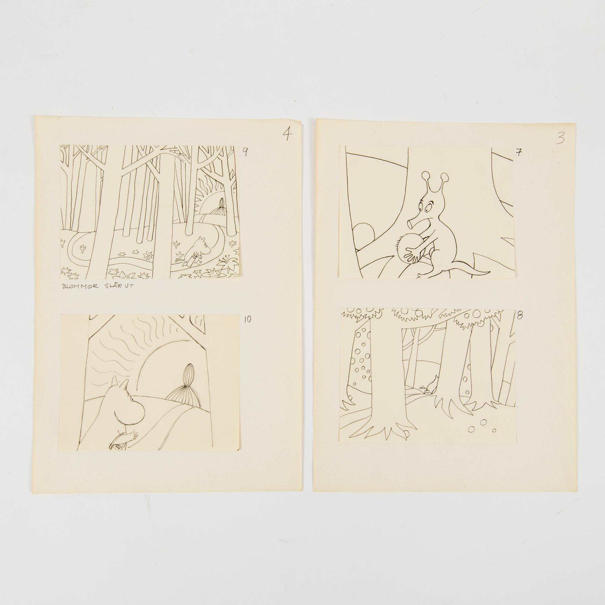 JAROMIR WESLEY, 49 pencil drawings "Mumintrollet: Hur gick det sen?", 1993. Not signed.
