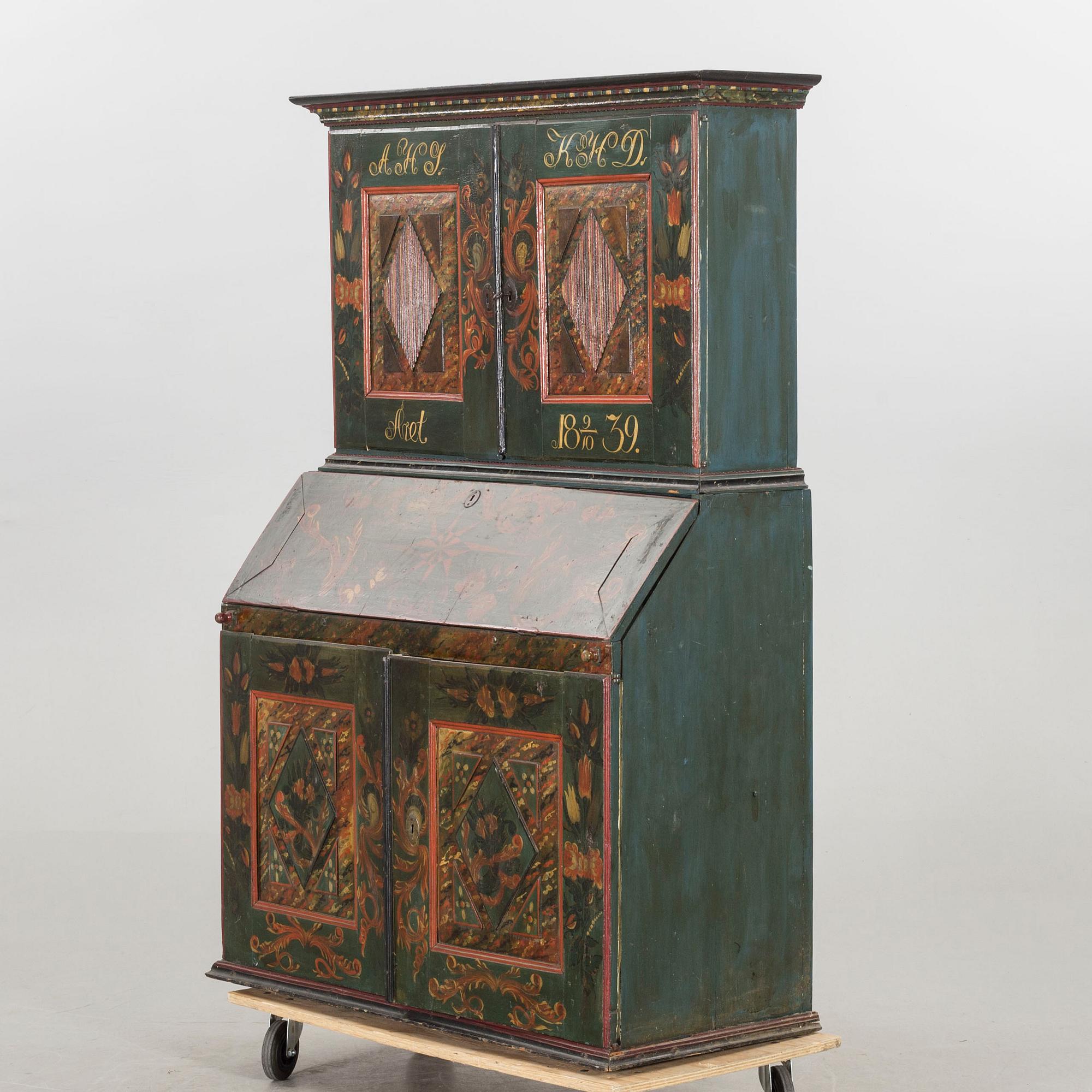 A 19th century cabinet. Dated 1839.