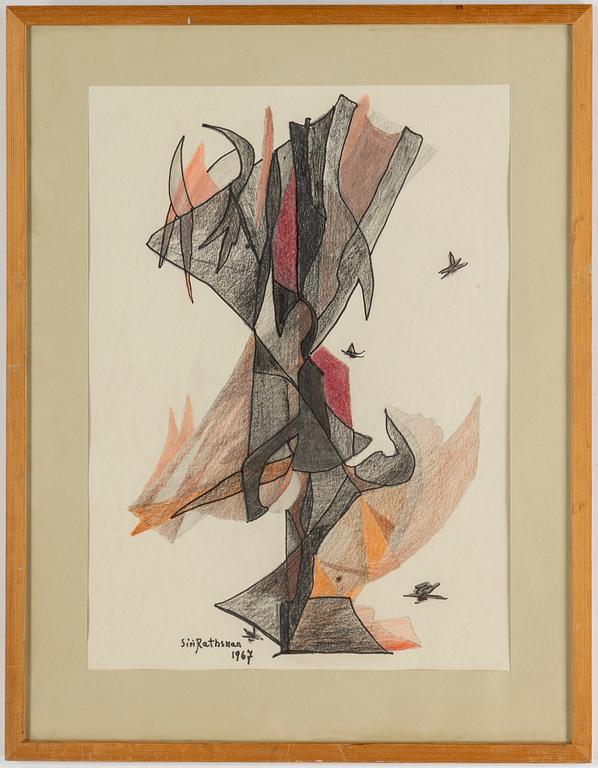 SIRI RATHSMAN, mixed media, signed and dated 1967.