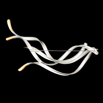 A CHAO-HSIEN KUO BROOCH, "Sparkling Wind brooch no. 1", silver, keum-boo 24K gold foil, steel, 2016.