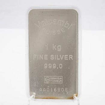 Silvertacka 1kg 999 Valcambi Suisse.