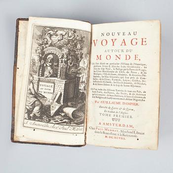 BOK, "Nouveau Voyage autour du Monde", I-II, av Guillaume Dampier, Amsterdam 1698.