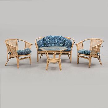 GARDEN FURNITURE, four pieces, rattan, end of the 20th century.