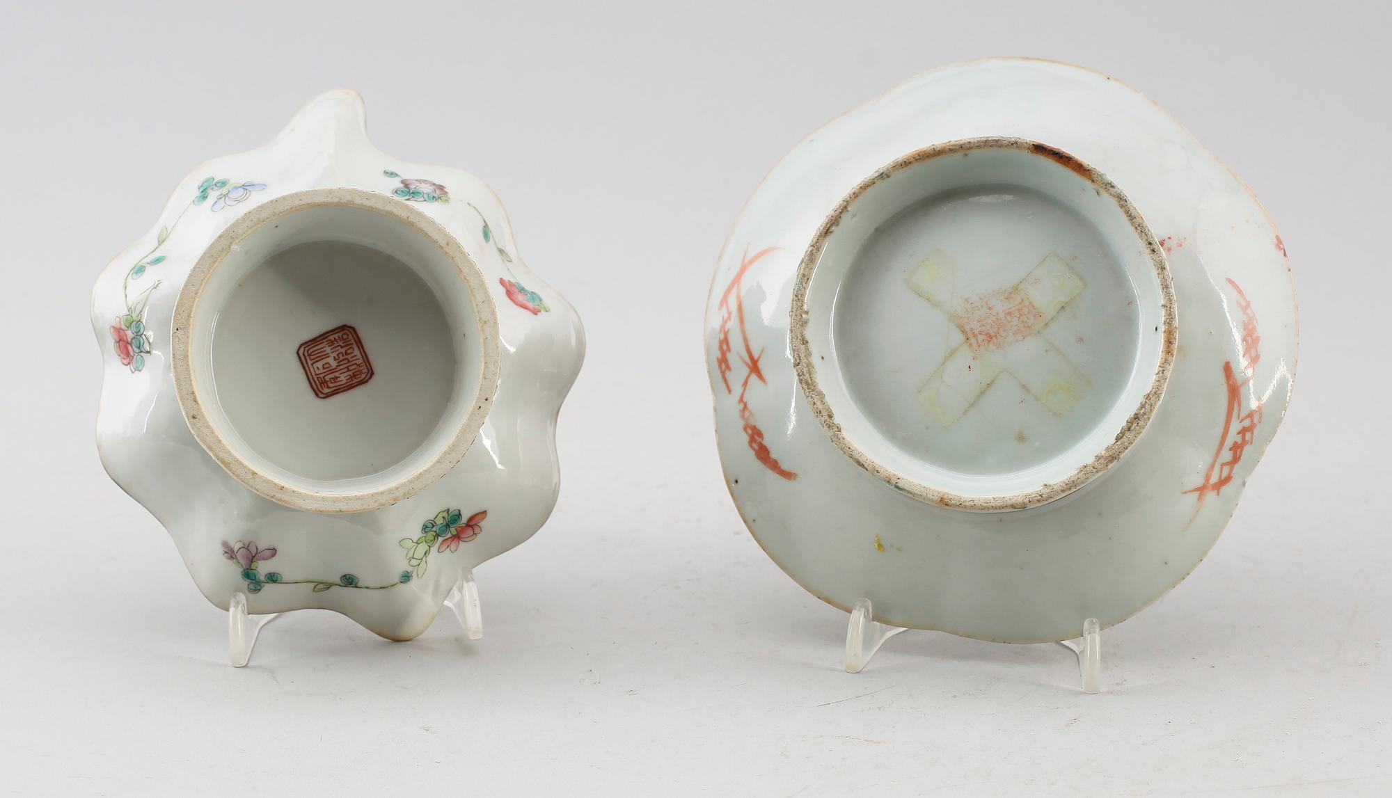 SKÅLFAT, 2 st, porslin, Kina, 1800/1900-tal.