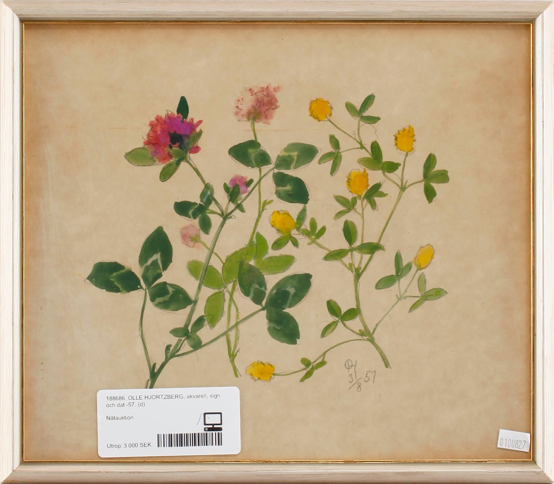 OLLE HJORTZBERG, akvarell, sign och dat -57.
