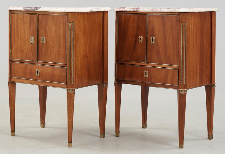 A pair of late Gustavian late 18th century chamber pot cupboards.