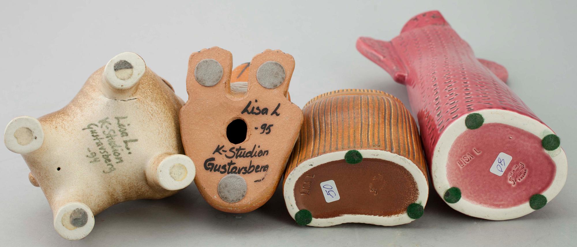 FIGURINER, 4 st, keramik, Lisa Larson, Gustavsberg.