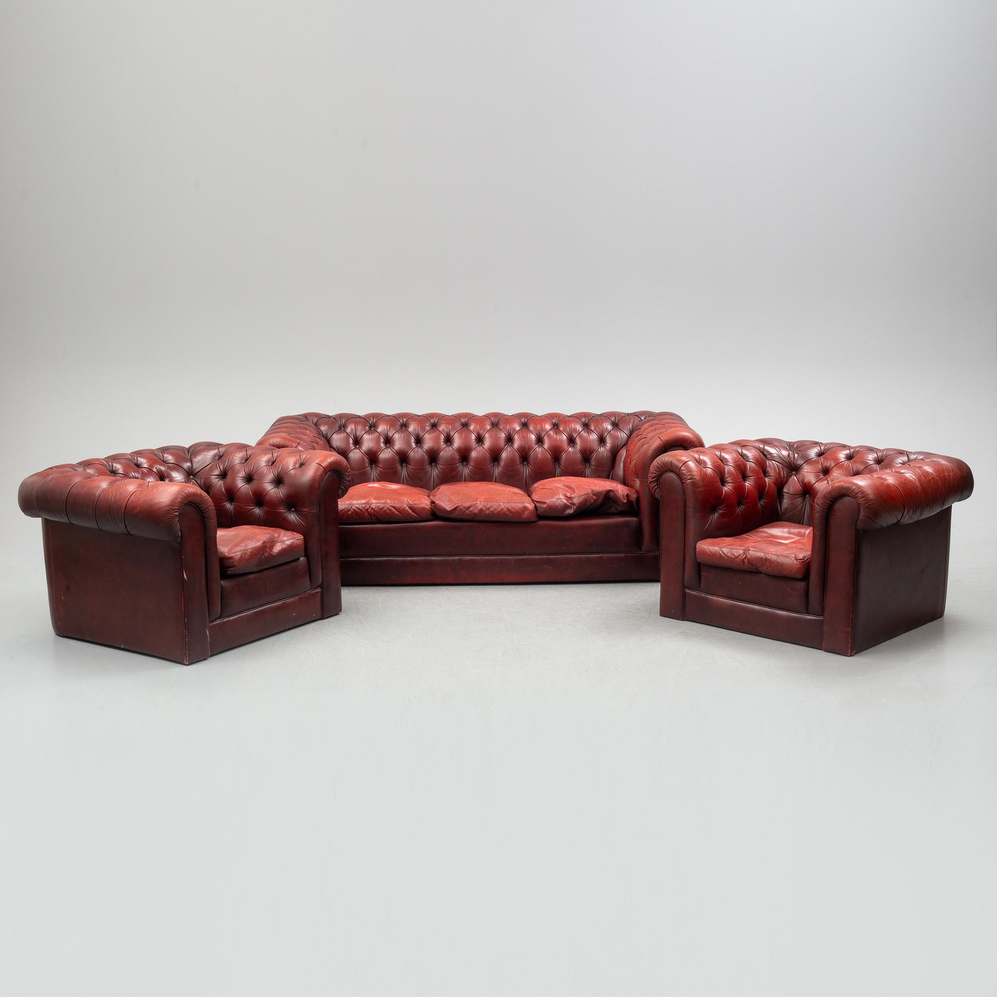 A sofa and a pair of armchairs, England, second half of the 20th century.