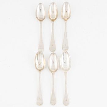 A set of six Swedish silver spoons, including Niklas Andersson, Kristianstad 1813.