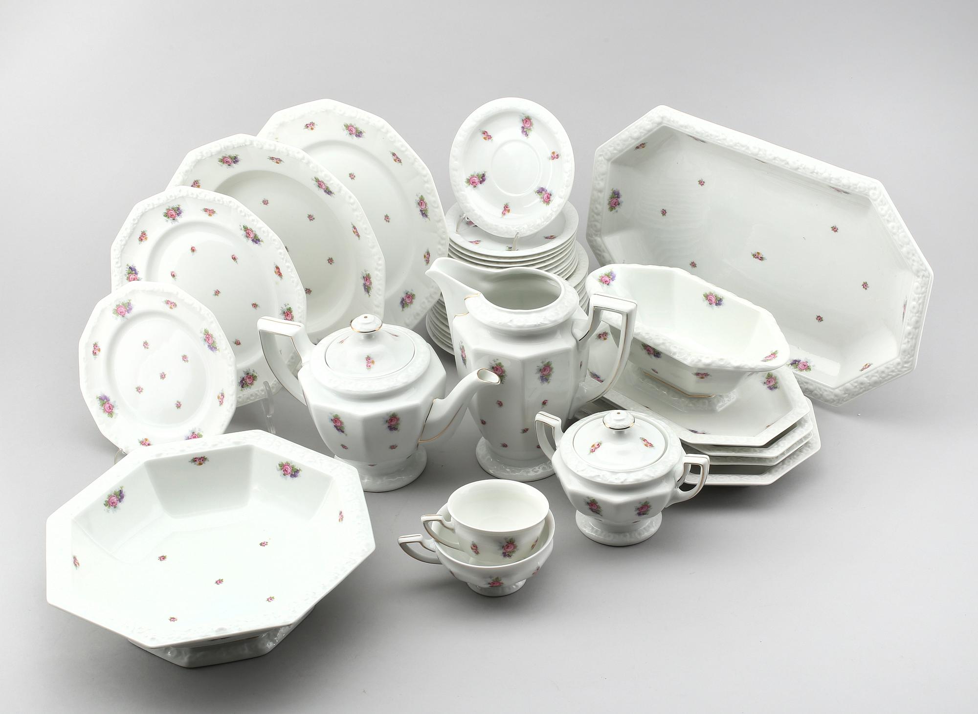 MATSERVIS, 60 delar, porslin, "Maria", Rosenthal, 1900-talets mitt.