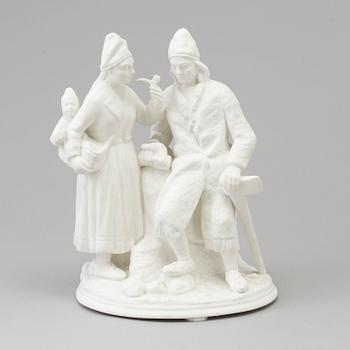 A Rörstrand biscuit porcelain figure group, circa 1900.