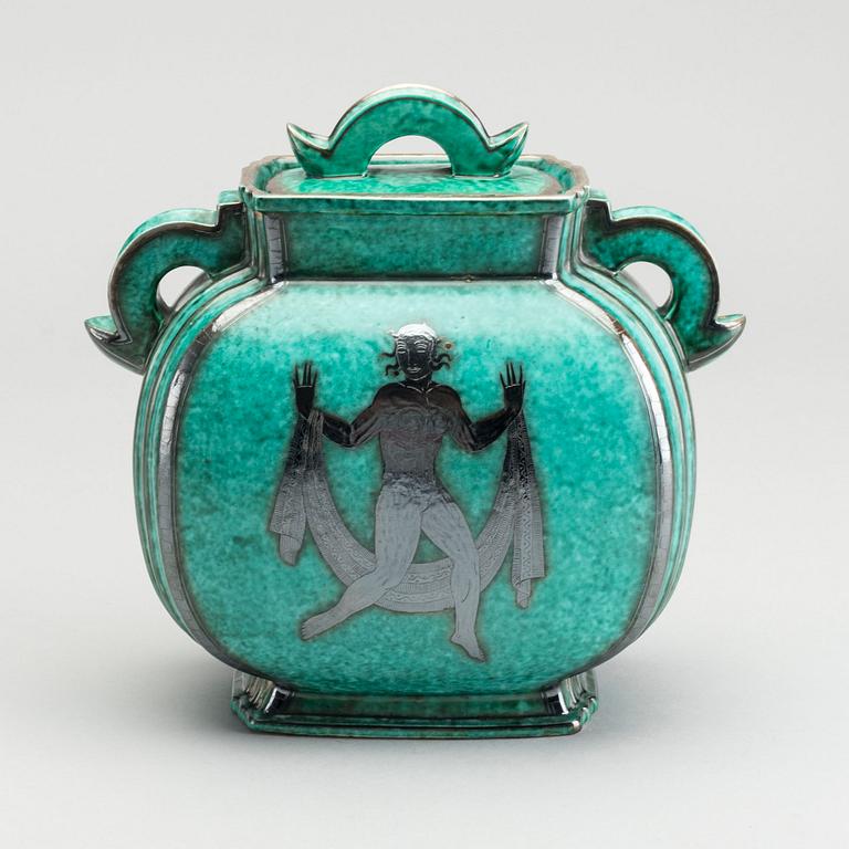 WILHELM KÅGE, URNA med LOCK, stengods, "Argenta", Gustavsberg, 1937.