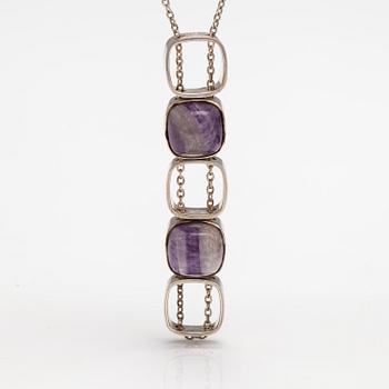 Elis Kauppi, A silver and amethyst necklace. Kupittaan kulta, Turku.