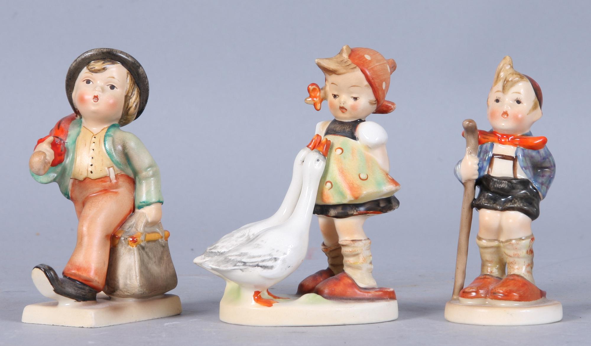 FIGURINER, 3 st, porslin, Goebel, 1900-talets första hälft.