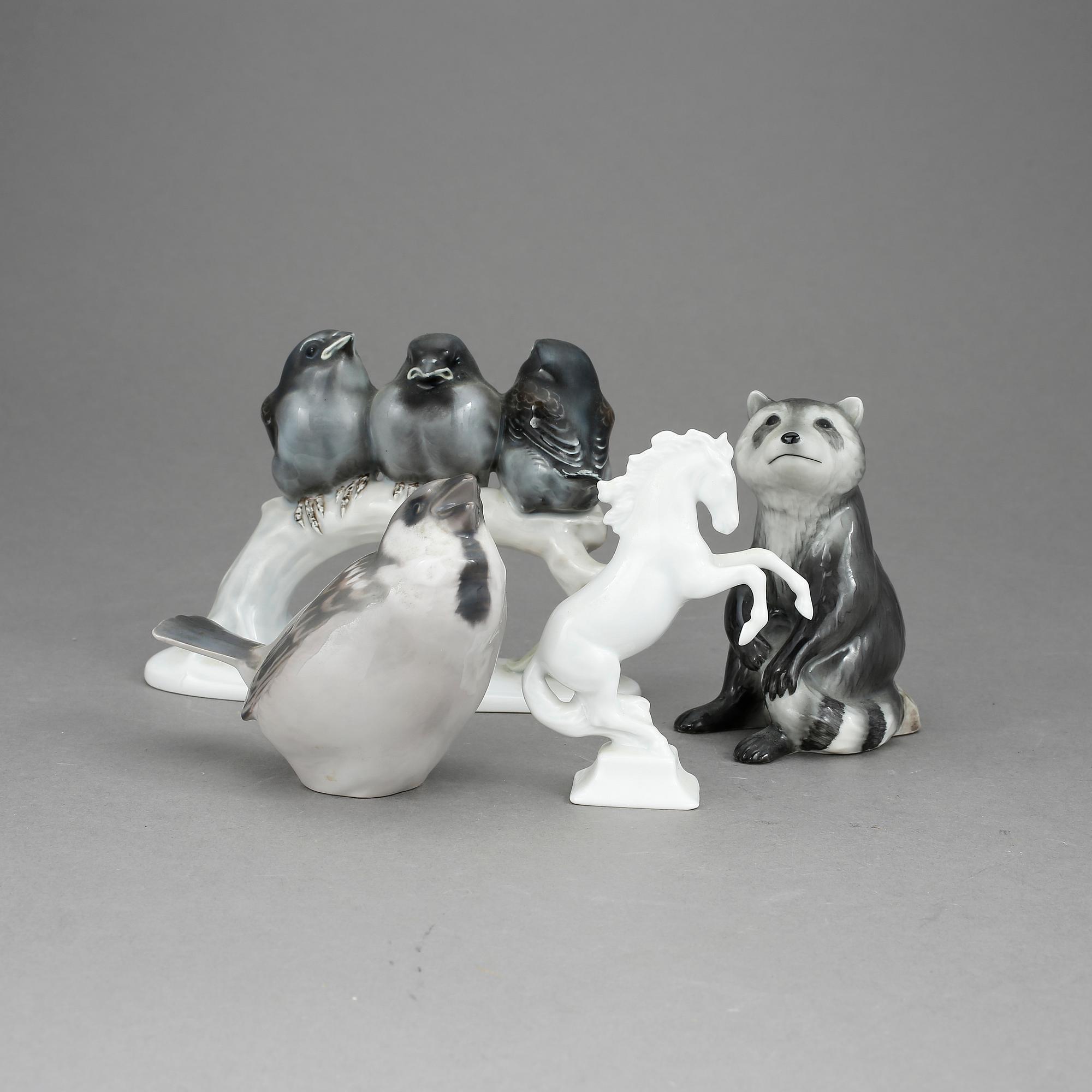 FIGURINER 4 st, porslin. Royal Copenhagen, Bing & Gröndahl, Rosenthal, 1900-tal.