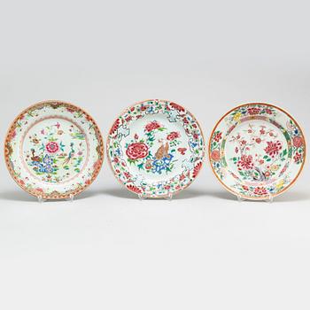 Nine famille rose dishes, Qing dynasty, Qianlong (1736-95).