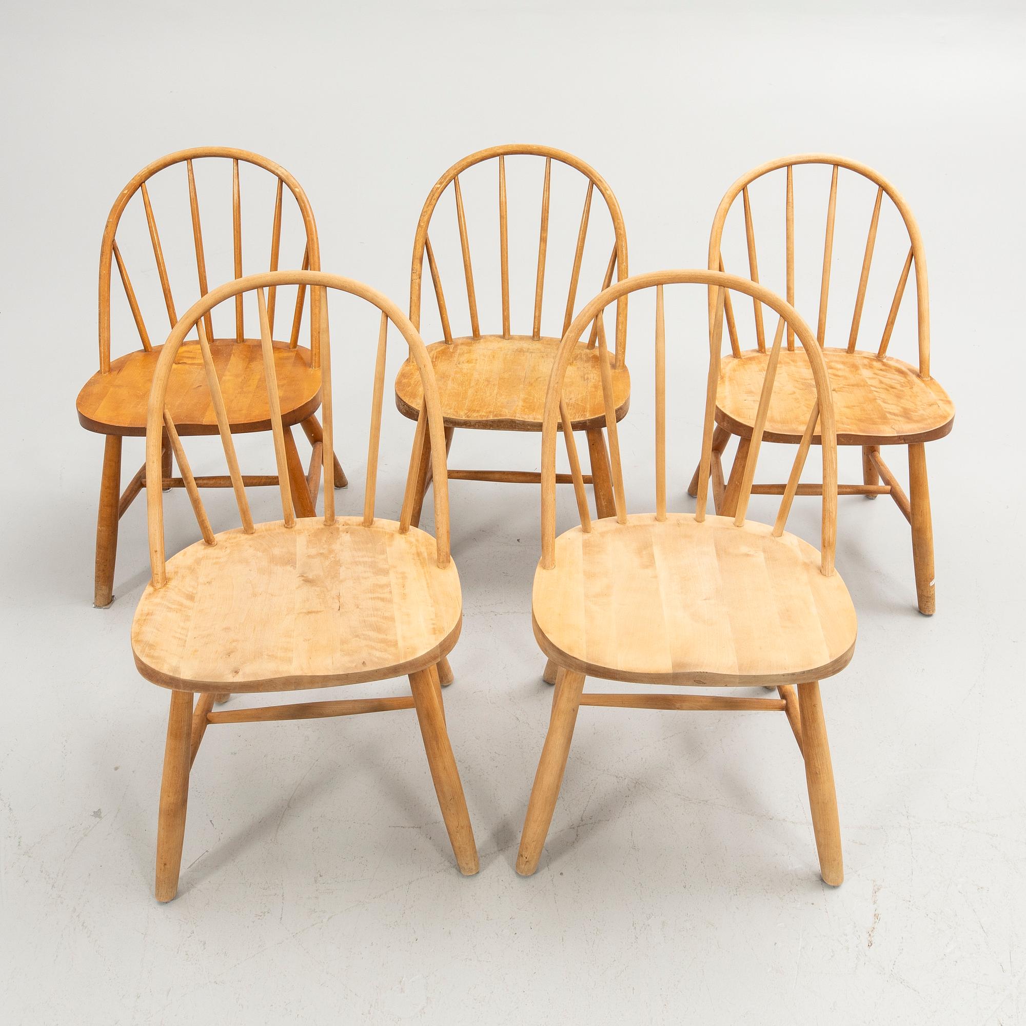 Stolar, 5 st, Svensk Möbelindusti, omkring 1900-talets mitt.