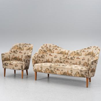 Carl Malmsten, soffa och fåtölj, "Samspel", 1900-talets andra hälft.