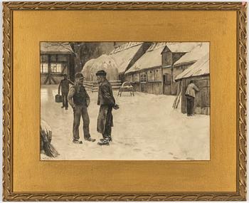 Carl Hedelin, ink and watercolour, signed.