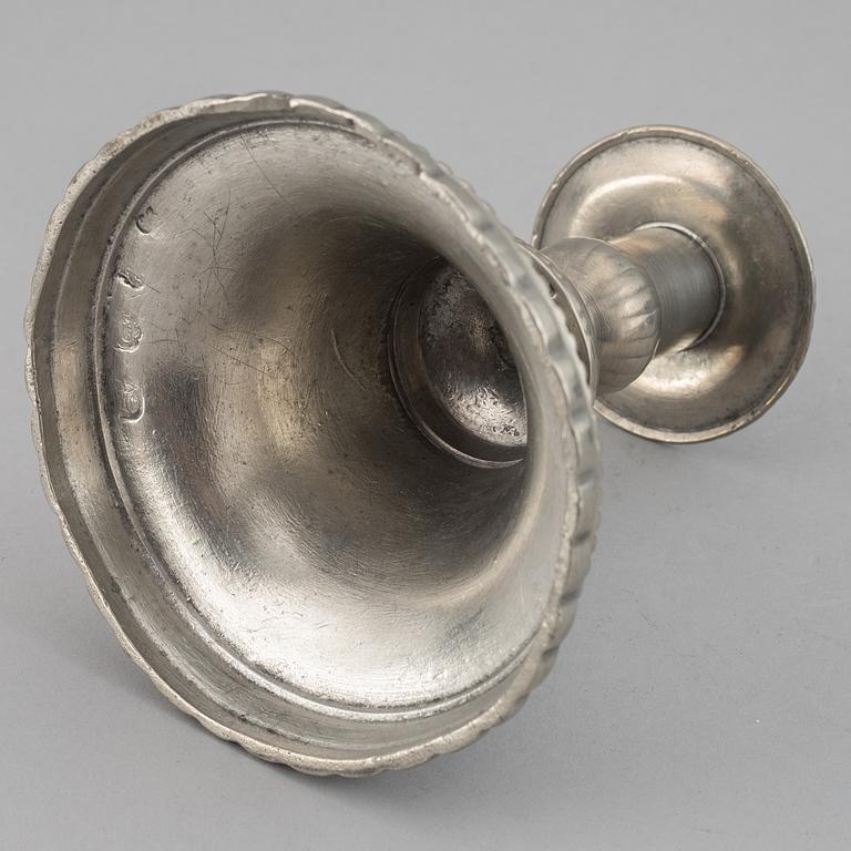 Four gustavian pewter candlestick, late 18th / early 19th century.